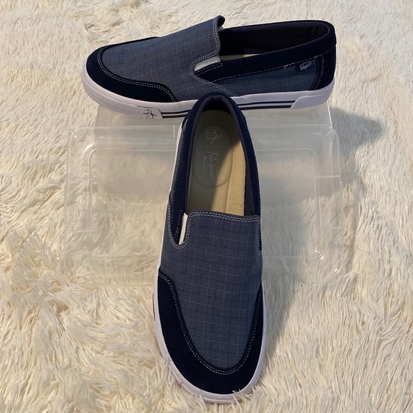 NWOT Original Penguin men’s loafers, navy and white, size 12 - Picture 1 of 10